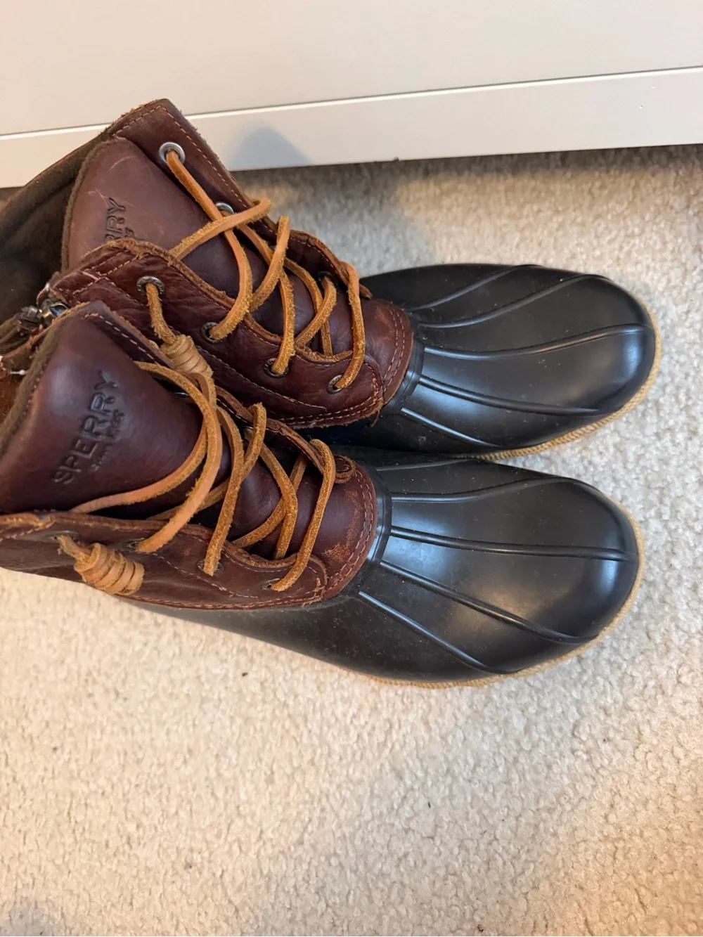 Women’s Brown and Black Duck Boots - Classic Waterproof Lace-Up